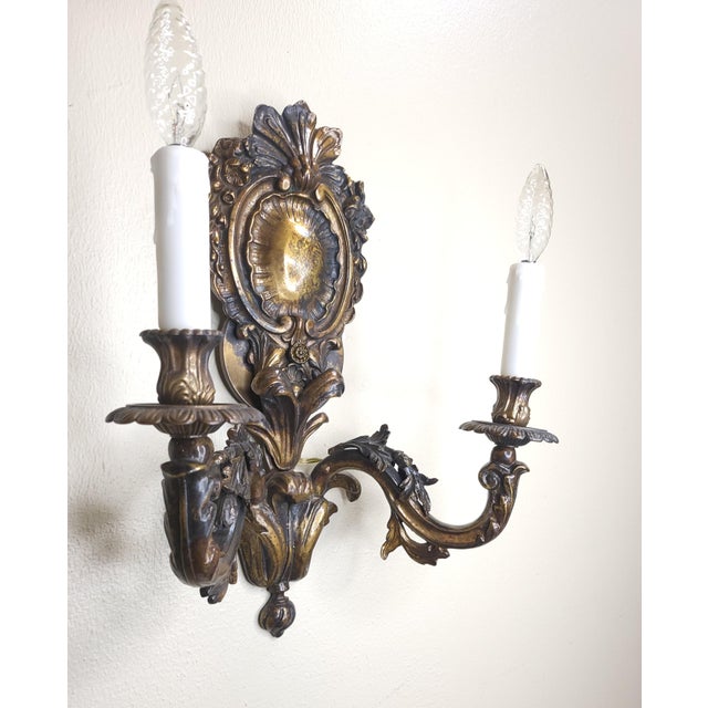 French Antique French Cast Bronze Sconces For Sale - Image 3 of 9