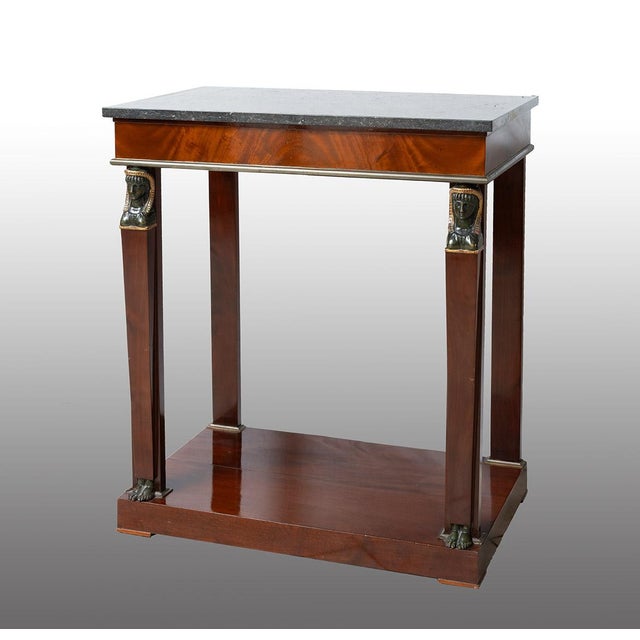 Console Table in Mahogany Feather with Black Belgian Marble Top, France, 1800s For Sale - Image 6 of 6