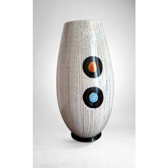 1960s Mid-Century Modern Ceramic Vase With Stylized Girl and Geometric Motifs For Sale - Image 14 of 18