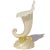 Murano Vintage Seguso Murano 1950s Gold Flecks Opal White Italian Art Glass Sculptural Cornucopia Flower Vase For Sale - Image 4 of 9