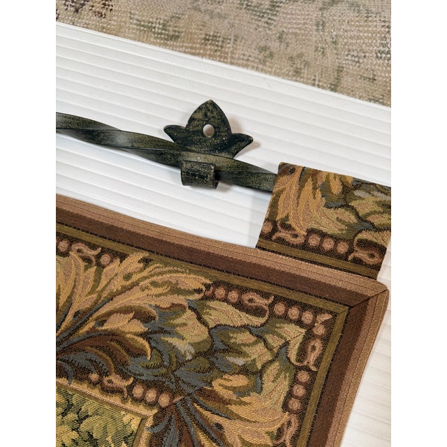 Green Hammacher Schlemmer Italian Terrace Tapestry + Hanging Rod For Sale - Image 8 of 11