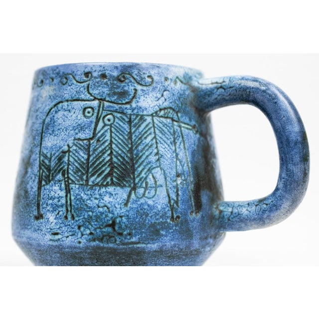 Mid-Century Earthenware Cup with Sgraffito Decoration of Fantastic Animals by Jacques Blin, France, 1960s For Sale - Image 12 of 13