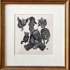 Mid 20th Century "Reynard the Fox" Wood Engraving Edition of 25 by Fritz Eichenberg, Framed