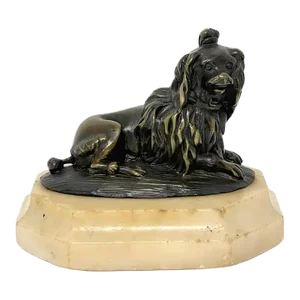 Early 19th Century Diminutive French Bronze of a Seated 'Coiffed' Poodle