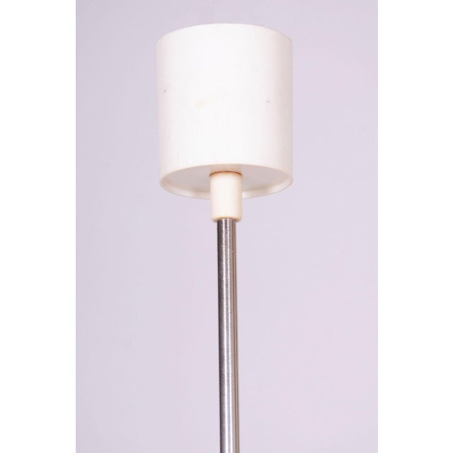 Mid-Century Modern Mid-Century Chandelier in Chrome, Steel, and Opaline Glass, Czech, 1950s For Sale - Image 3 of 8