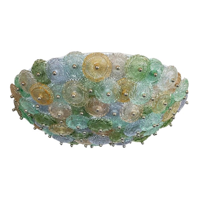 Colorful Murano Glass Flush Mount Fixture For Sale