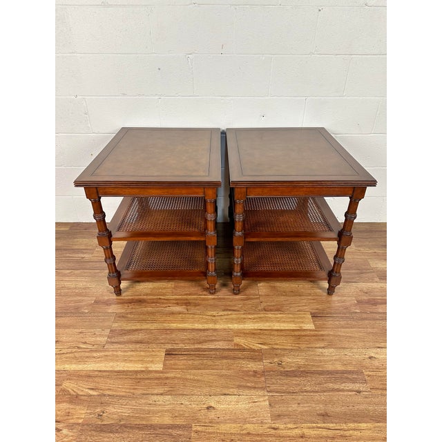 Late 20th Century Ethan Allen British Colonial Three Tiered End Side