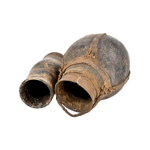 African Early 20th Century Samburu Gourd Container with Leather Straps Kenya For Sale - Image 3 of 4