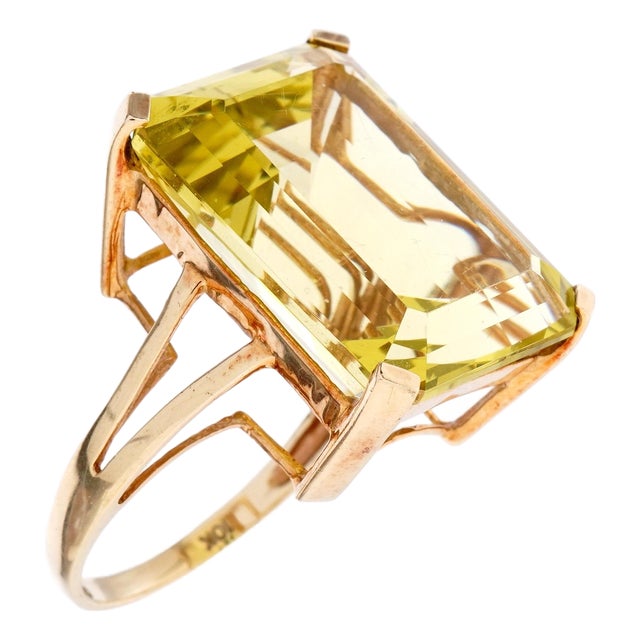 10k Gold Yellow Amethyst Cocktail Ring For Sale