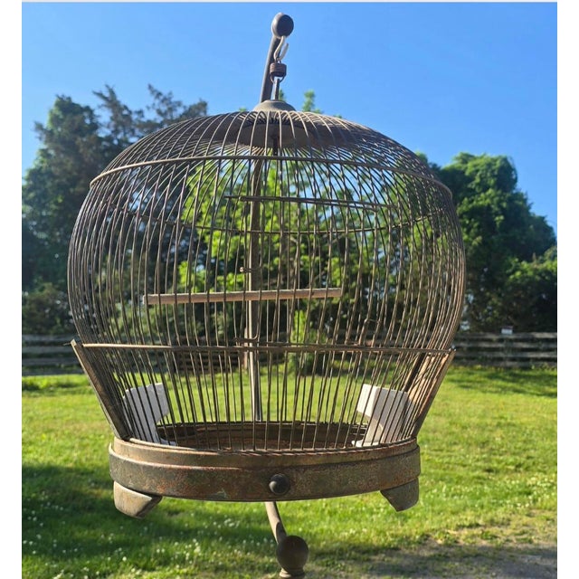 Antique Brass Bird Cage For Sale - Image 4 of 6