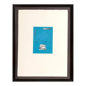 Blue Abstraction, Unknown Artist Monoprint, Initialed 'R.S.', Numbered, and Dated in Pencil