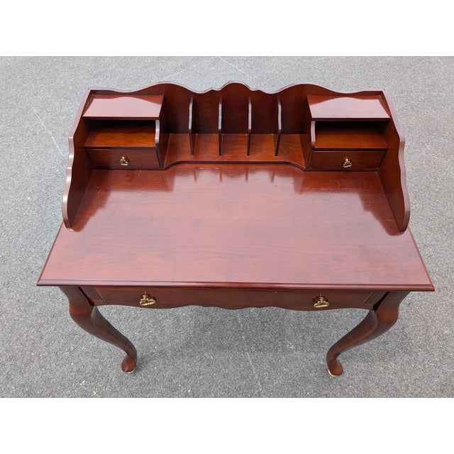 Brown Vintage Mahogany Secretary/Writing Desk With Stool For Sale - Image 8 of 14