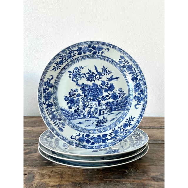 Vintage Asian Blue Flow Glazed Ceramic Plates - Set of 4 For Sale In West Palm - Image 6 of 8