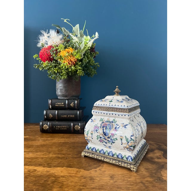 Italian Capodimonte-Style Italian Porcelain Lidded Jar For Sale - Image 3 of 15