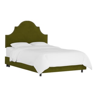 Halsted Bed in Apple Green Classic Velvet, California King For Sale