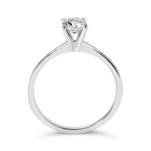 Haus of Brilliance 14K White Gold 1/2 Cttw Round Lab Grown Diamond 4 Prong Solitaire Engagement Ring (F-G Color, VS2-SI1 Clarity) - Size 7 For Sale - Image 4 of 7