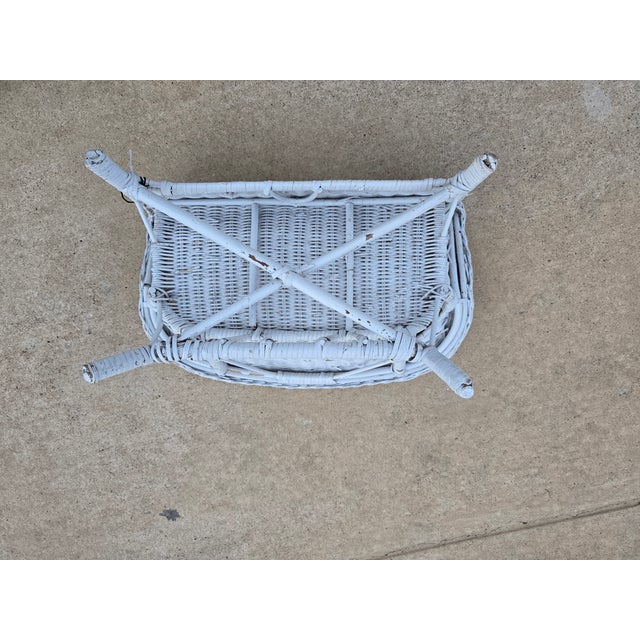 White Vintage Shabby Chic White Wicker Doll Settee - Miniature Boho Loveseat For Sale - Image 8 of 10