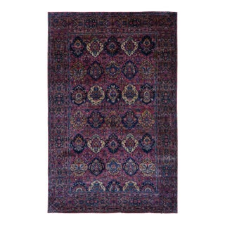1910 Magenta Color Antique Persian Taftanjian Sarouk 300 KPSI Hand Knotted Wool Rug For Sale