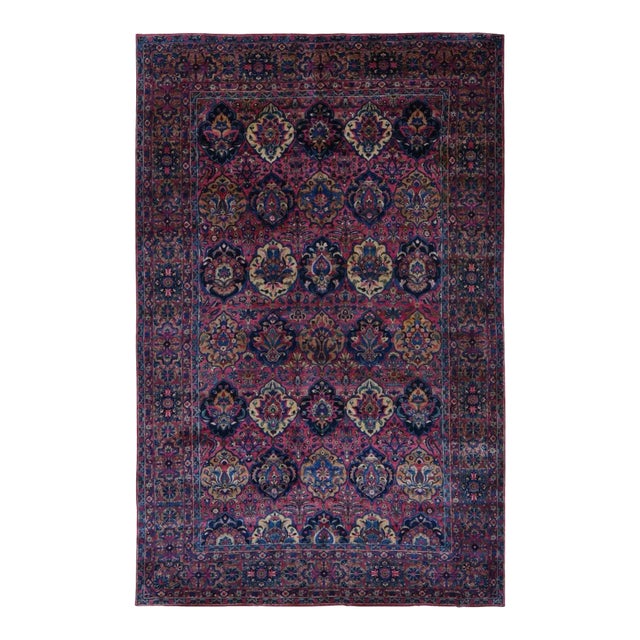 1910 Magenta Color Antique Persian Taftanjian Sarouk 300 KPSI Hand Knotted Wool Rug For Sale