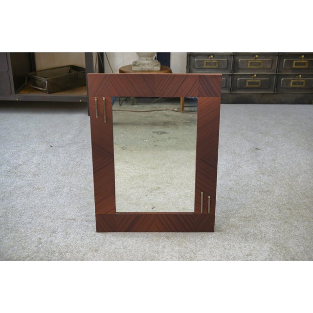 Brown Modern Mahogany Veneer Mirror, 1950s For Sale - Image 8 of 8