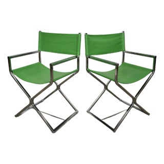 1970’s Mid-Century Modern Chrome Director’s Chairs - A Pair For Sale