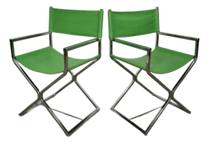 1970’s Mid-Century Modern Chrome Director’s Chairs - A Pair