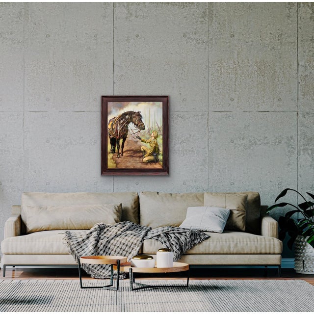 Elin Sian Blake, Black Bay Horse, WWI, 21st Century, Oil on Canvas For Sale - Image 17 of 18