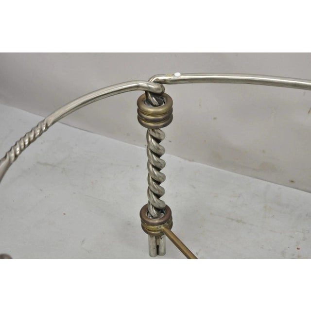 Vintage Italian Neoclassical Style Steel Bronze Twisted Metal Oval Coffee Table For Sale In Philadelphia - Image 6 of 9