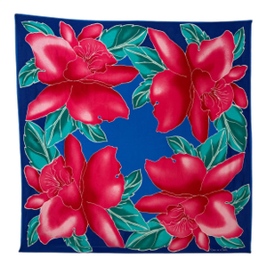 Oscar De La Renta Vivid Floral Tropical Silk Scarf