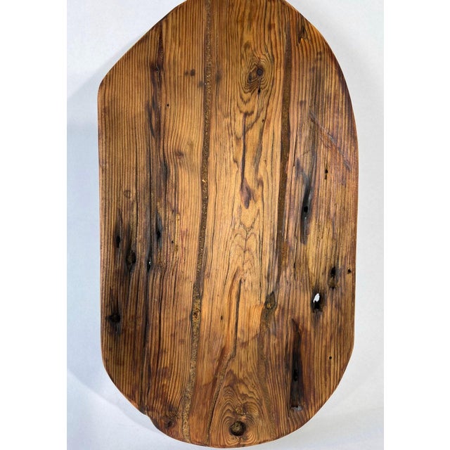 Contemporary Large Oval Breadboard Made From Antique Reclaimed Wood For Sale - Image 4 of 9