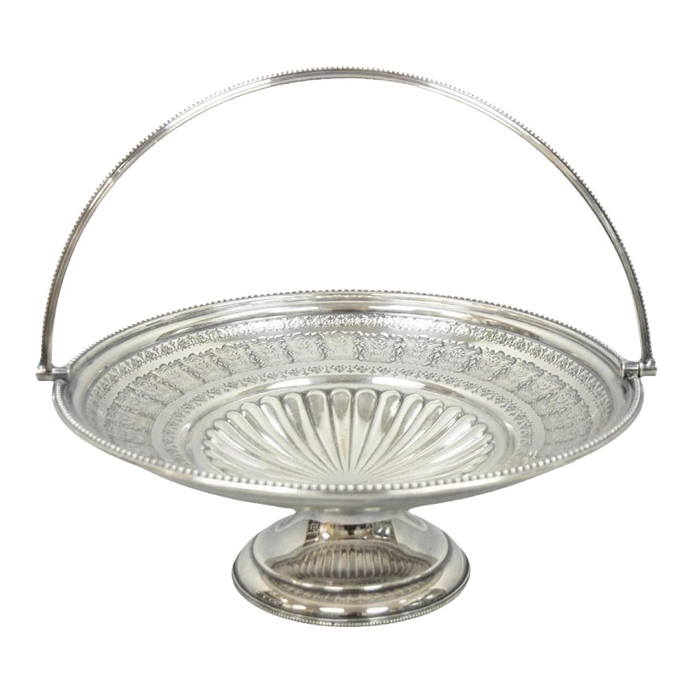 Antique Walker & Hall Silver Plated Swing Handle Pedestal Fruit