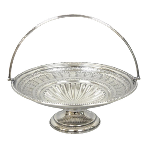 Antique Walker & Hall Silver Plated Swing Handle Pedestal Fruit Bride's Basket
