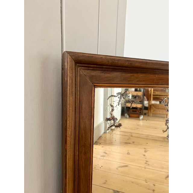 Wood Antique Rustic French Wall Mirror with Original Foxed Glass, 1890s For Sale - Image 7 of 12