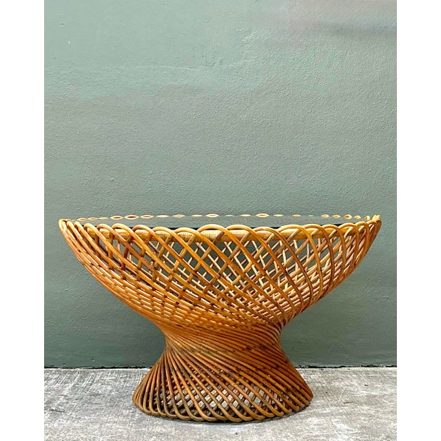 Vintage Albini for Bonacini “Primavera” Rattan Table For Sale - Image 11 of 12