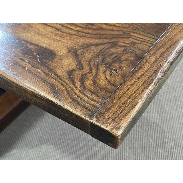 Antique Table in Elm and Oak with Extensions and Chairs, Set of 9 For Sale - Image 9 of 18