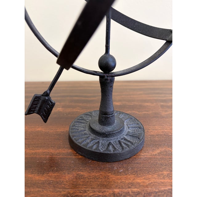 Late 20th Century Black Iron Armillary Globe Sculpture – Traditional Landscape & Garden Decor For Sale - Image 5 of 8