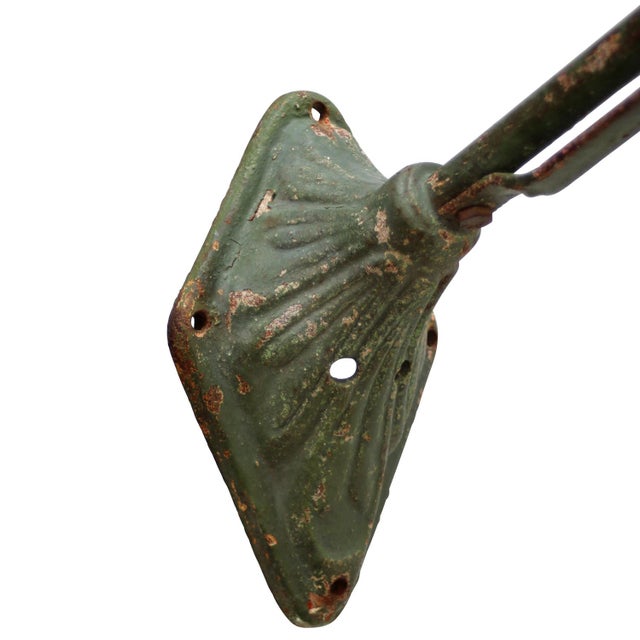 Industrial French Green Cast Iron and Opaline Glass Wall Light For Sale - Image 3 of 9