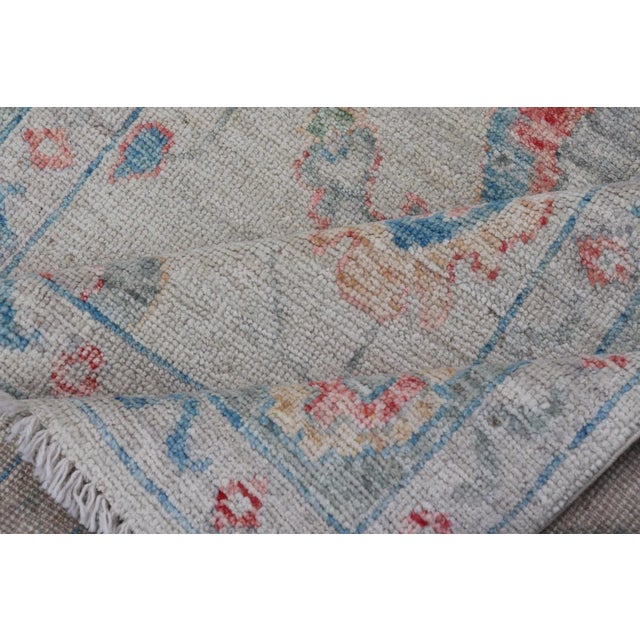 Modern All-Over Floral Oushak With Muted Background and Accent Colors For Sale - Image 11 of 13