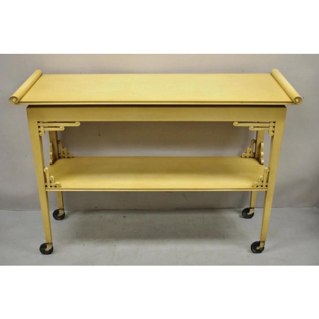 Vintage Chinoiserie Bone Lacquer Oriental James Mont Style Console Table Server For Sale - Image 11 of 11