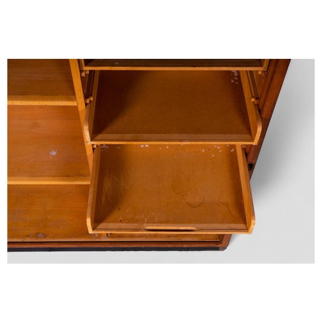 Vintage Wooden Roll-Top Cabinet with Drawers and Shelves For Sale - Image 10 of 15