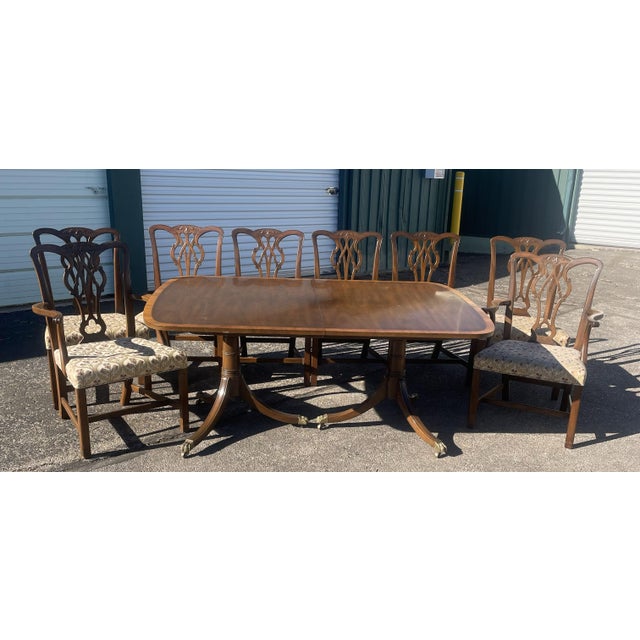 1960s Kittinger 9pc Dining Set W/ Banded Table & 8 Chairs / for Restoration For Sale - Image 18 of 18