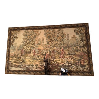 Mid-20th Century European Aubusson-Style Jacquard Hunt Tapestry, Framed For Sale