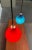Mid Century Glass Pendulum from the renowned manufacturer Putzler in very special colors. The luminaire body made of red...