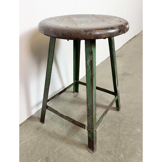 Industrial Green Workshop Stool, 1960s For Sale - Image 10 of 16