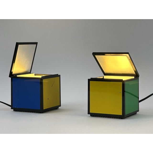 Mid-Century Modern Early Pentacolore Cuboluce Table Lamps by Franco Bettonica & Mario Melocchi for Cini & Nils, 1972, Set of 2 For Sale - Image 3 of 18