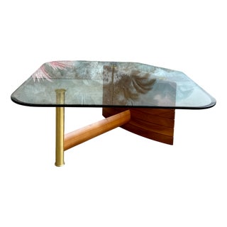 Mid-Century Modern Walnut and Glass Coffee Table by Hainke, 1970s For Sale