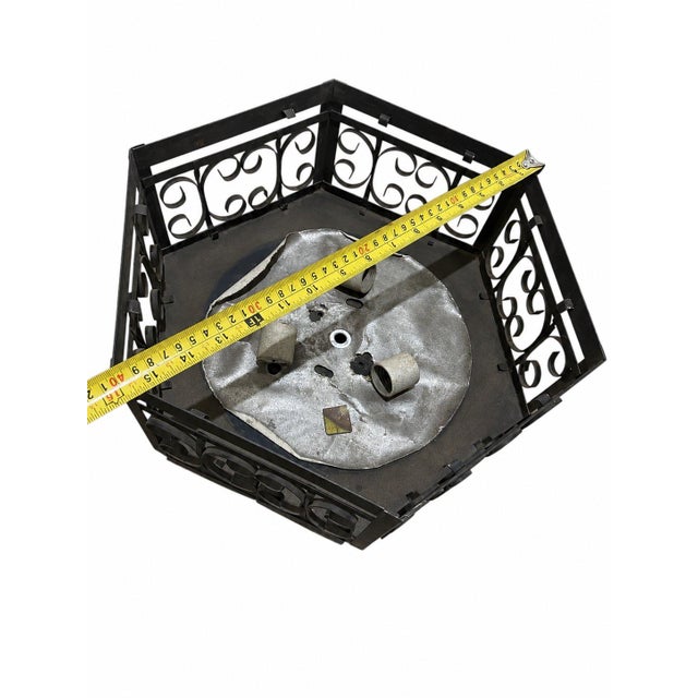 Spanish Revival Vintage Spanish Revival Style Hexagon Wrought Iron Flush Mount Light Fixture For Sale - Image 3 of 6