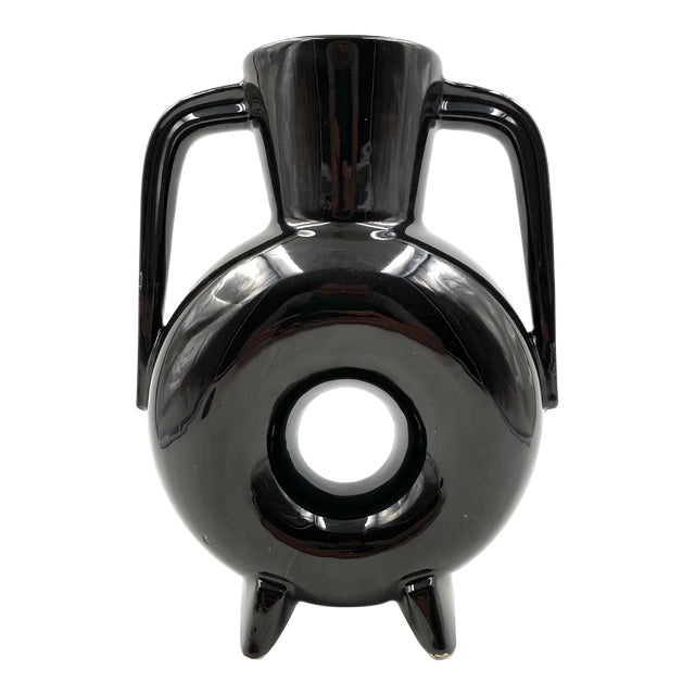 Organic Modern Black Ceramic Vase, France 1970s For Sale