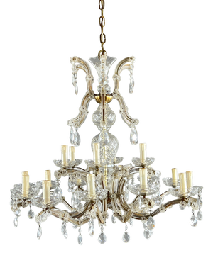 Large Louis XV Style Crystal Chandelier with Pendants, 20th Century