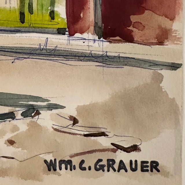 Mexican William C Grauer, 1895- 1985, Untitled (Conversation in a Mexican Street) Ink and Watercolor on Paper For Sale - Image 3 of 4